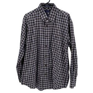 Viyella Long Sleeve Button Down Navy/White Shirt Men’s Size XL